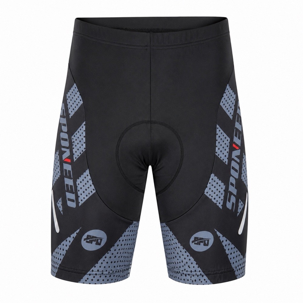 Sponeed Mens Padded Cycling Shorts XL Black Gray Compression Bike Shorts 10"